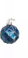 Glazen kerstbal ruit 6cm donkerblauw