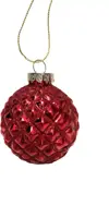 Glazen kerstbal ruit 6cm rood