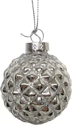 Glazen kerstbal ruit 6cm zilver