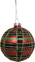 Glazen kerstbal ruit 8cm rood, groen