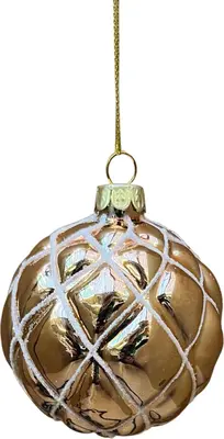 Glazen kerstbal ruiten 8cm goud