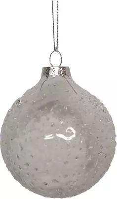 Glazen kerstbal sneeuw 8cm wit, transparant - afbeelding 1