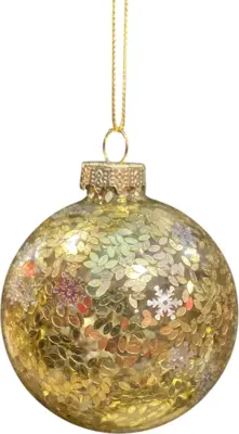 Glazen kerstbal sneeuwvlok 8cm goud