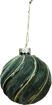 Glazen kerstbal swirl 8cm dennengroen