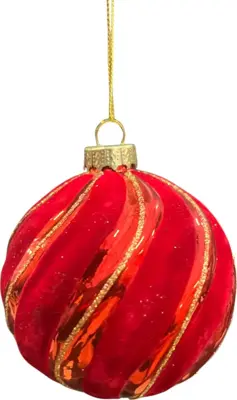 Glazen kerstbal swirl 8cm rood