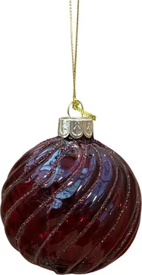 Glazen kerstbal swirls 8cm ossenbloed
