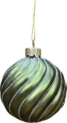 Glazen kerstbal swirls 8cm rosemarijn