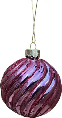 Glazen kerstbal swirls 8cm vintage roze
