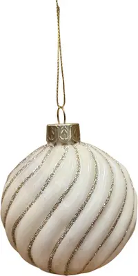 Glazen kerstbal swirls 8cm wolwit