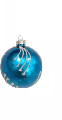 Glazen kerstbal tak 8cm blauw