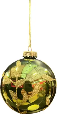 Glazen kerstbal tak 8cm dennengroen