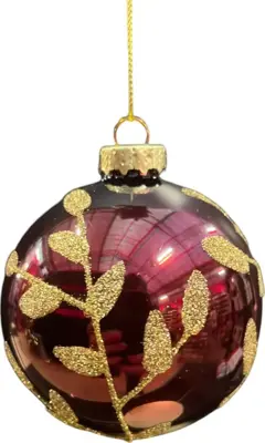 Glazen kerstbal tak 8cm ossenbloed
