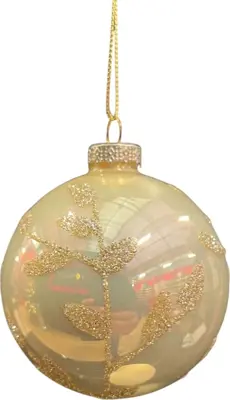 Glazen kerstbal tak 8cm parel