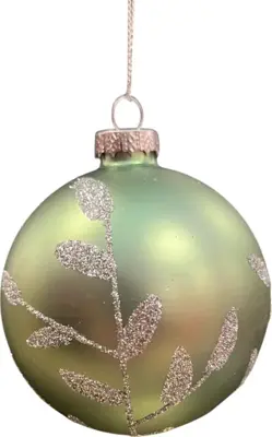 Glazen kerstbal tak 8cm rosemarijn