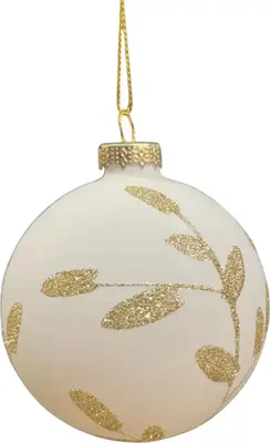 Glazen kerstbal tak 8cm wolwit