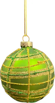 Glazen kerstbal vlakken 8cm dennengroen