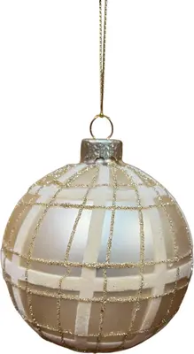 Glazen kerstbal vlakken 8cm parel