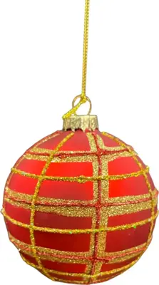 Glazen kerstbal vlakken 8cm rood