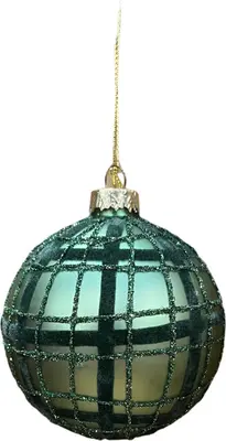 Glazen kerstbal vlakken 8cm rosemarijn