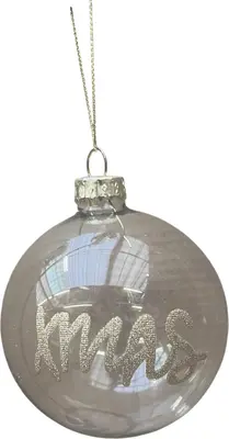 Glazen kerstbal xmas 8cm transparant, goud