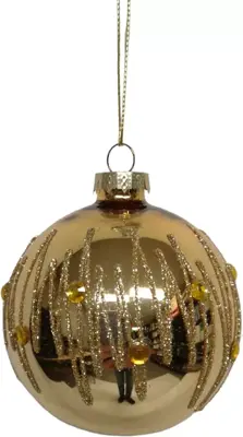 Glazen kerstbal zigzag 8cm champagne