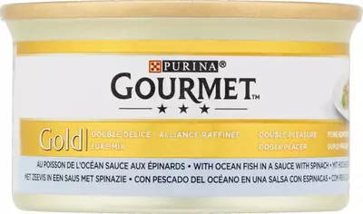 GOURMET™ Gold Luxe Mix met Zeevis in een saus met spinazie kattenvoer 85g