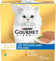 GOURMET™ Gold Mousse met Kip, Zalm, Niertjes, Konijn kattenvoer 8x85g - afbeelding 3