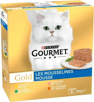 Gourmet Gold mousse multipack kip, zalm & konijn 8 x 85g - afbeelding 3