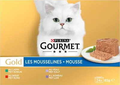Gourmet Gold mousse multipack rund, konijn, kalf, lam 24 x 85g - afbeelding 2