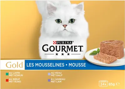 Gourmet Gold mousse multipack rund, konijn, kalf, lam 24 x 85g - afbeelding 2