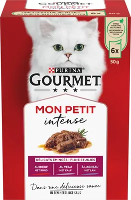 GOURMET™ Mon Petit Intense met Rund, Kalf, Lam in Saus kattenvoer 6x50g - afbeelding 5