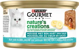 GOURMET Nature's Creations Mousse met een Hart van Saus, Rijk aan Kabeljauw met pastinaak, nat kattenvoer, 85g - afbeelding 6