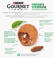 GOURMET Nature's Creations Mousse met Hart van Saus, Rijk aan Rund met tomaat, Rijk aan Kip met wortelen, Rijk aan Kabeljauw met pastinaak, Rijk aan zeevis met spinazie 8x85g - afbeelding 2
