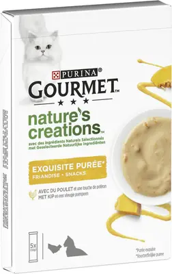 GOURMET Nature's Creations Puree met Kip en een vleugje Pompoen kattensnacks 5x10g - afbeelding 2