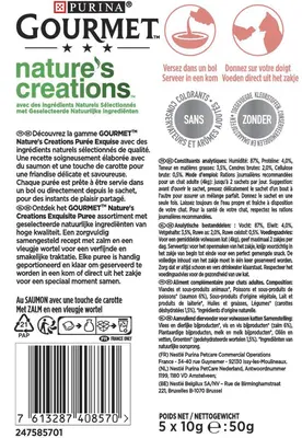 GOURMET Nature's Creations Puree met Zalm kattensnacks 5x10g - afbeelding 5