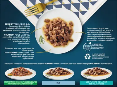 Gourmet Perle Land Duo Kip, Kalf & Kalkoen kattenvoer - afbeelding 2