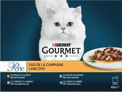Gourmet Perle Land Duo Kip, Kalf & Kalkoen kattenvoer - afbeelding 3