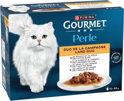 Gourmet Perle Land Duo Kip, Kalf & Kalkoen kattenvoer - afbeelding 3