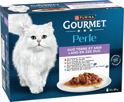 GOURMET Perle Land en Zee Duo Mini Filets in Saus kattenvoer 12x85g - afbeelding 2