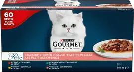 GOURMET™ Perle Mini Filets in saus met Kip, Rund, Konijn, Zalm kattenvoer 60x85g - afbeelding 1