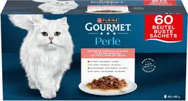 GOURMET Perle Mini Filets in Saus met Rund, Kip, Konijn, Zalm kattenvoer 60x85g - afbeelding 1