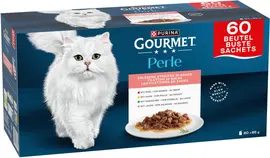 GOURMET Perle Mini Filets in Saus met Rund, Kip, Konijn, Zalm kattenvoer 60x85g - afbeelding 2