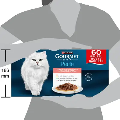 GOURMET Perle Mini Filets in Saus met Rund, Kip, Konijn, Zalm kattenvoer 60x85g - afbeelding 4
