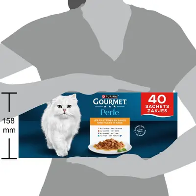 GOURMET PERLE Mini Filets in Saus, Volwassen Nat Kattenvoer met Eend, met Lam, Tonijn, met Kalkoen 40x85g Zakjes - afbeelding 4