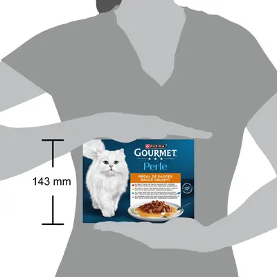 GOURMET PERLE Sauce Delight, Volwassen Nat Kattenvoer met Kip, met Zalm, met Tonijn, met Rund in een saus Zakjes 12x85g - afbeelding 2