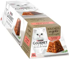GOURMET REVELATIONS Stukjes in Gelei, Volledig diervoeder voor volwassen katten met Zalm, 57g Piramides - afbeelding 4
