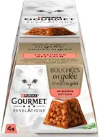 GOURMET REVELATIONS Stukjes in Gelei, Volledig diervoeder voor volwassen katten met Zalm, 57g Piramides - afbeelding 2