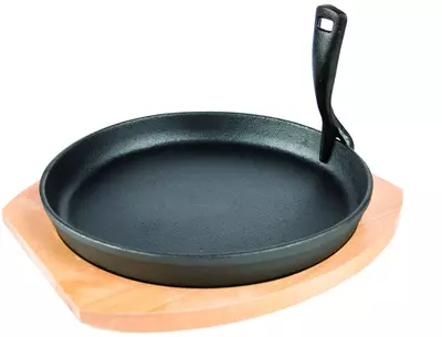 Grill Guru Cast iron cooking plate & holder