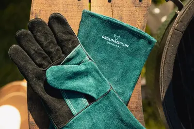 Gusta BBQ handschoenen suède groen set 2 stuks - afbeelding 2