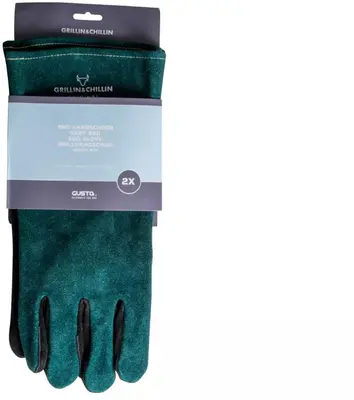 Gusta BBQ handschoenen suède groen set 2 stuks - afbeelding 1